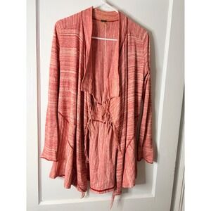 Free People Coral Marled Tie Waist Cardigan Sweater Long Sleeve Open Front small